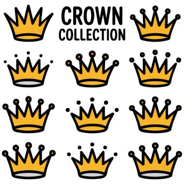 Kral veya kraliçe izole edilmiş vektör çizimi için el çizimi simgeleri