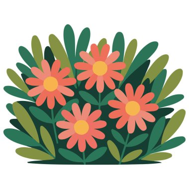 Beyaz arkaplanda izole edilmiş düz biçimli çim vektör illüstrasyonları koleksiyonu