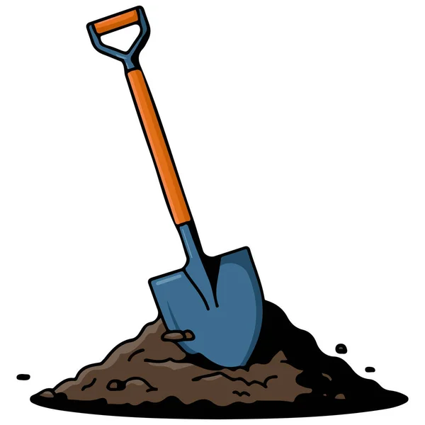 Toprak peyzaj elementi olan kürek beyaz arkaplanda izole edilmiş vektör çizimi