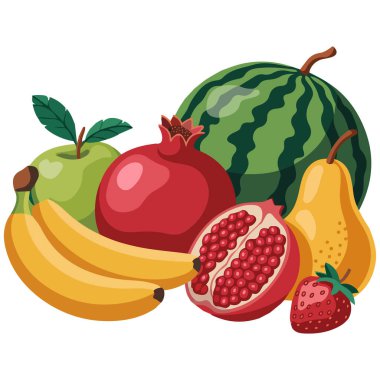 Beyaz arkaplanda izole edilmiş doğal meyve yığını