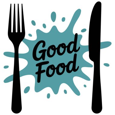 Yemek pişirmek iyi yemek harfleri beyaz arka planda izole edilmiş vektör çizimi