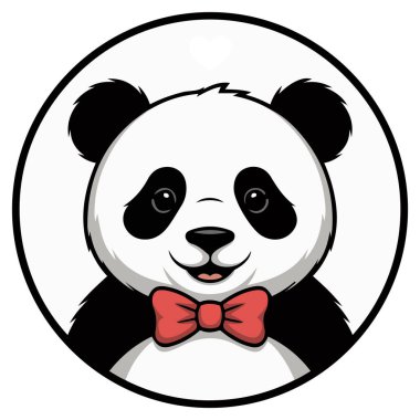 Şirin panda beyaz arkaplanda izole edilmiş vektör çizimi ile karşı karşıya