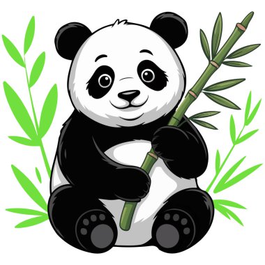 panda beyaz arkaplanda izole vektör çizimi