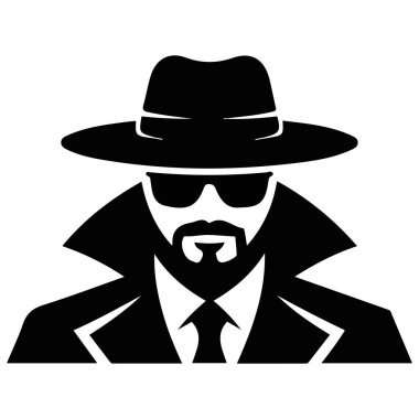 Takım elbiseli adam gizli servis ajanı simgesi izole vektör illüstrasyonu