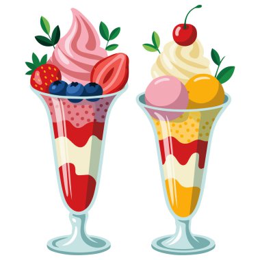 Parfait marron çikolata izole vektörünün çizimini ayarla