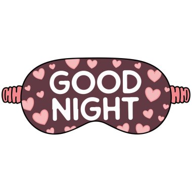 Rüya gören sevimli uyku maskesi izole edilmiş vektör çizimi