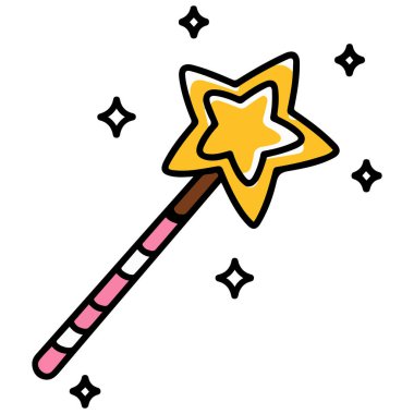 Sihirli değnek vektör simgesi beyaz arkaplanda izole edilmiş