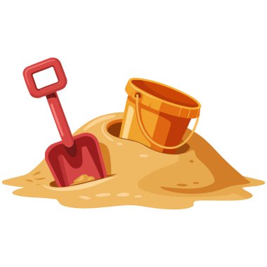 turuncu kova ve kumun izole edilmiş vektörü