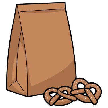 Kese kağıdındaki tuzlu krakerler izole edilmiş vektör