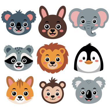 karikatür hayvanları izole edilmiş vektör koleksiyonu