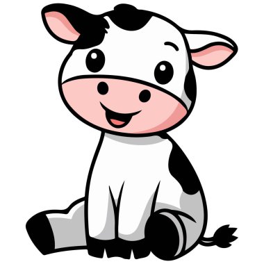 Boynunda zil olan mutlu benekli inek beyaz arka plan izole edilmiş.