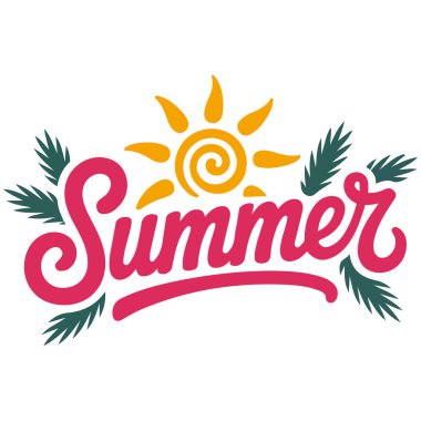 Pembe yaz metni güneş ışınları vektörü izole edilmiş beyaz arkaplan