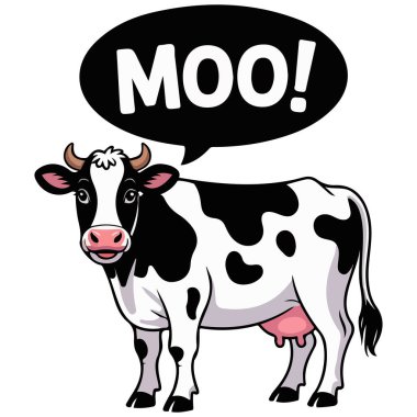 Kabarcık vektöründe möö diyen inek beyaz arkaplan