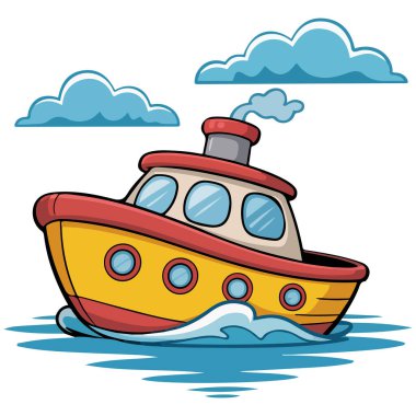 Mavi dalgalar üzerinde giden beyaz yat vektörü izole edilmiş beyaz arkaplan