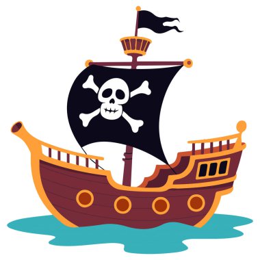 Korsan gemisi fırtınalı denizlerde seyrediyor.