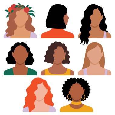 Modern tarz kadın, izole edilmiş beyaz arkaplan koleksiyonu ile karşı karşıya