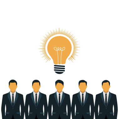 Fikir lambalı personel portreleri vektör izole edilmiş beyaz arkaplan