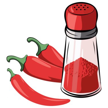 Kırmızı ve siyah biber vektör izole edilmiş beyaz arkaplan