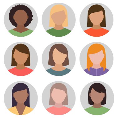 Avatar simgeleri düz grafik set vektörü izole edilmiş beyaz arkaplan