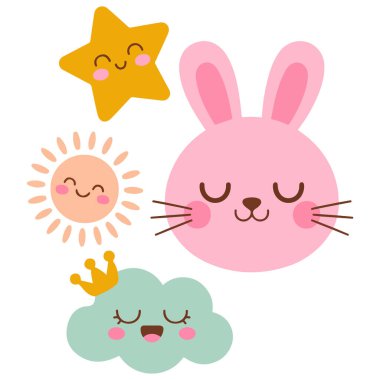 Çocuklar gökkuşağı yıldızlarını karalıyor vektör izole edilmiş beyaz arkaplan