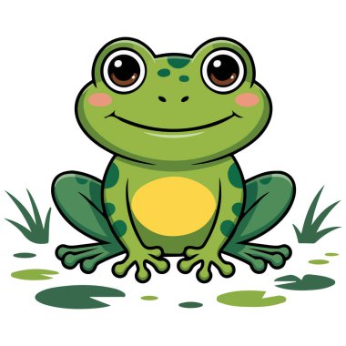 Yeşil gülen kurbağa çizgi film vektörü beyaz arkaplan
