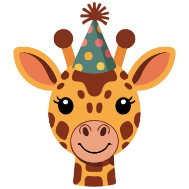 Portre zürafası yüz karikatür vektörü izole edilmiş beyaz arkaplan