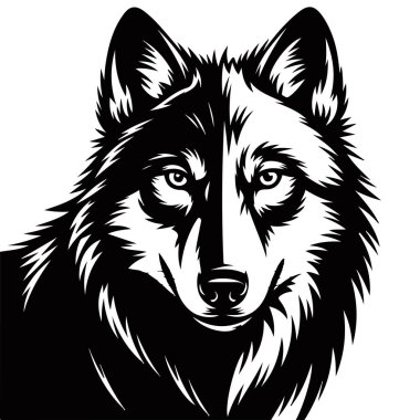 Kurt başlı siluet logo vektörü izole edilmiş beyaz arkaplan