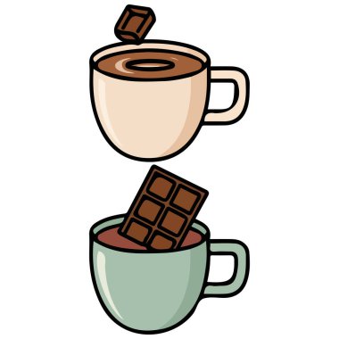 Kahve fincanı yan görünüm vektörü izole edilmiş beyaz arkaplan