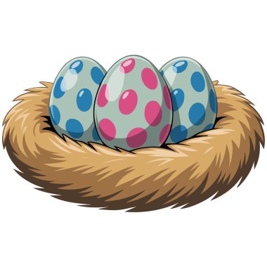 Yuva kümesindeki dinozor yumurtaları vektör izole edilmiş beyaz arkaplan