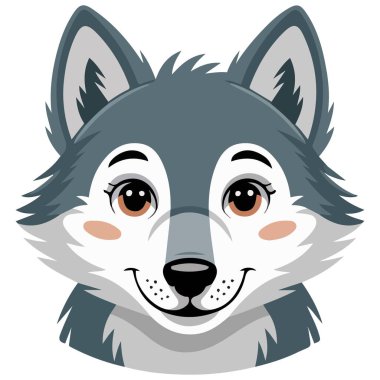 Tatlı kurt yüz vektörü beyaz arkaplan