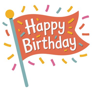 Doğum günü karşılama kutlaması şenlik tasarım vektörü izole edilmiş beyaz zemin