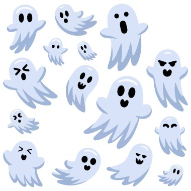 Cadılar Bayramı hayalet kümesi vektörü izole edilmiş beyaz arkaplan