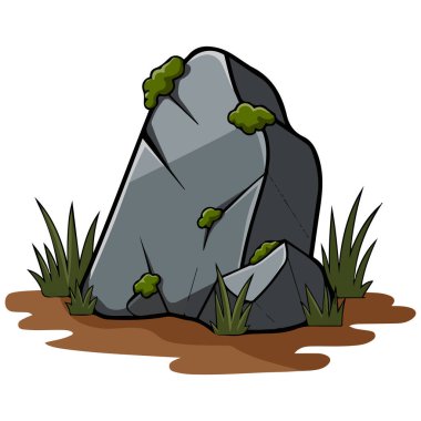 Gri yosunlu kaya taşıyıcısı beyaz arkaplan