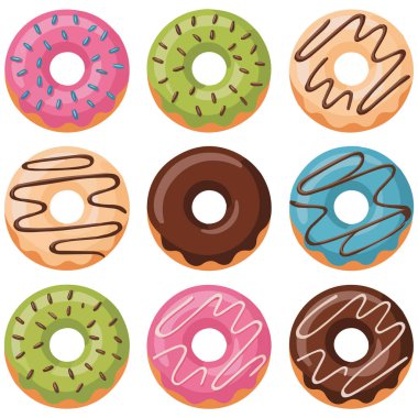 Şekerli çörek vektör izole edilmiş beyaz arkaplan