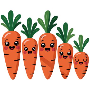 Çizgi film havuçları simgesi vektörü izole edilmiş beyaz arkaplan