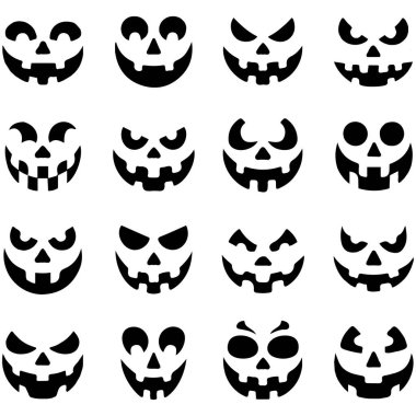 Korkunç komik balkabağı yüzü vektör izole edilmiş beyaz arkaplan