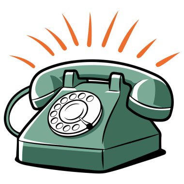 Eski telefon simgesi vektörü izole edilmiş beyaz arkaplan