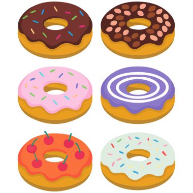 Jöleli çörekler vektör izole edilmiş beyaz arkaplan