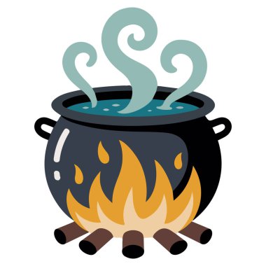 Kaynayan su kabı yangın vektörü beyaz arkaplan izole