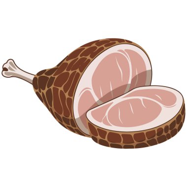 Çizgi film jambonu et vektörü izole edilmiş beyaz arkaplan