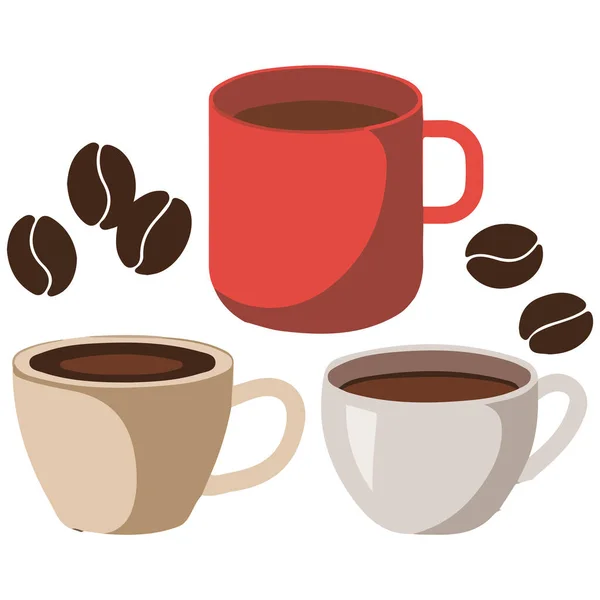 kahve simgesi seti beyaz arkaplana el çizimi izole vektör çizimi