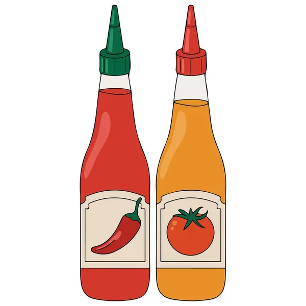 Beyaz arkaplanda kırmızı biberli ketçap izole vektör çizimi
