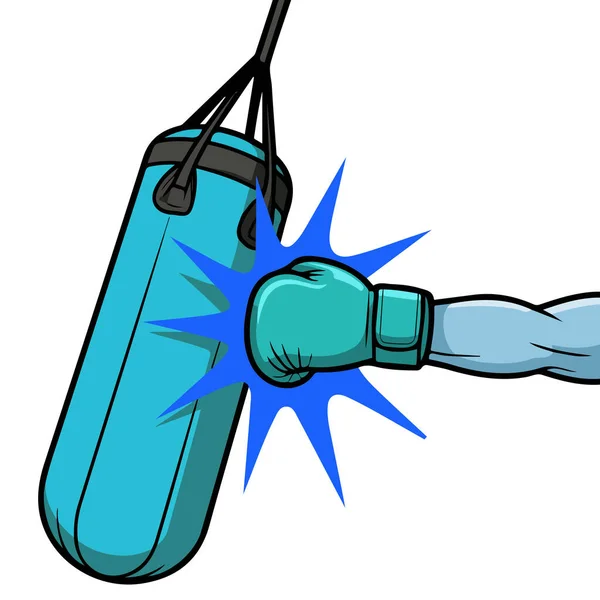 Boks eldiveni yumruk torbası izole edilmiş vektör illüstrasyonu