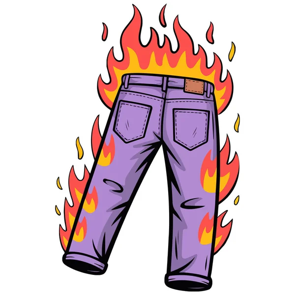 Alevlerle izole edilmiş uzun pantolon.