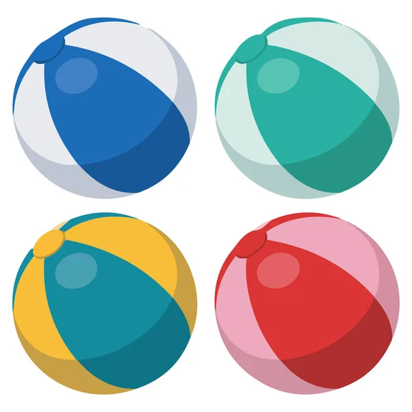 Plaj topları renkli set vektörü izole edilmiş beyaz arkaplan