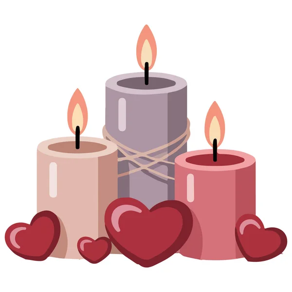 Mumlar kalpler sevgililer günü dekor vektörü izole edilmiş beyaz arkaplan
