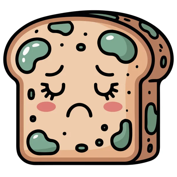 Küflü ekmek üzgün emoji vektörü beyaz arkaplan