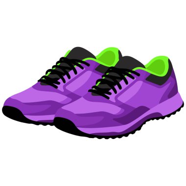 Bağcıklı deri yürüyüş ayakkabıları temel düz vektör illüstrasyon standalonu