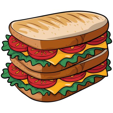 Çeşitli sandviç çeşitleri taze şarküteri gıdaları izole edilmiş vektör çizimleri