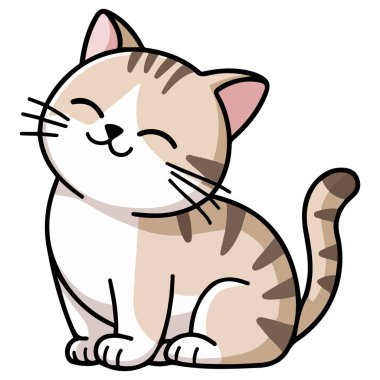 Neşeli sırıtan kedi çizgi film çizimi